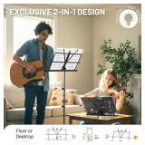 CAHAYA Portable Sheet Music Stand: Dual Use Desktop Book Holder Folding Lightweight Extra Stable Reinforced with Carrying Bag and Clip for Students Musicians Height Adjustable up to 54.3 CMS0204