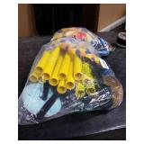 Dewonch Puppy Play Gym with 8 Hanging Toys, Small Dogs Indoor Jungle Gym, PVC Frame with Bungee Straps Enrichment Activity Center