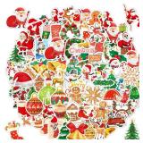 ZOOFLEM Holographic Christmas Stickers, 100 Pcs Unique Holographic Waterproof Vinyl Stickers, Christmas Party Gifts, Suitable for Water Bottles, Games, prizes, Holiday Party Decorations.