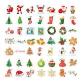 ZOOFLEM Holographic Christmas Stickers, 100 Pcs Unique Holographic Waterproof Vinyl Stickers, Christmas Party Gifts, Suitable for Water Bottles, Games, prizes, Holiday Party Decorations.
