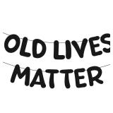 Pre Strung Old Lives Matter Banner 9.84 ft Funny Birthday Glitter Black Banner for Men Women Retirement Party Decorations 80th 70th 60th 50th 40th Retirement Party Garland Bunting Decorations