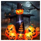 Max Fun 7FT Halloween Inflatables Pumpkin Decorations with LED Build-in Halloween Yard Decoration Blow Up Inflatables for Outdoor Indoor Garden Lawn (7Ft-Halloween Pumpkin)