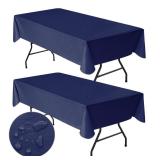 Nasitos 2 Pack Plastic Tablecloth 60x102 Inch-Vinyl Disposable Rectangle, Waterproof Non Slip Navy Tablecloth Underlay for Outdoor Wedding, Camping, Picnic, Graduation Party