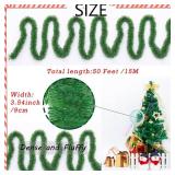 50 Feet Green Tinsel Garland, Artificial Christmas Pine Decorative Garland for Holiday Wedding Decoration