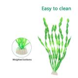 AQUANEAT Fish Tank Artificial Plants, Aquarium Plastic Seaweed Decorations, 11.75Inch Tall Fake Green Accessories, 10 Packs