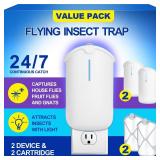 2 Flying Insect Traps & 2 Cartridges - Compatible with M364A Refill - Plug in Fruit Fly Trap for Indoor - Bug Catcher for Gnats, House & Fruit Flies - Use in Any Room (2 Device & 2 Cartridges)