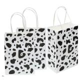 YYaaloa 30pcs Small Gift Bags with Handle Bulk 8.26 x 5.9 x 3.15 inch Cow Print White Party Favor Paper Shopping Bags for Kids Birthday Xmas Party Supplies (Small 30pcs)