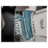 HPUK Decorative Throw Pillow Covers Set of 4 Geometric Design Linen Cushion Cover for Couch Sofa Living Room, 18x18 inches, Aqua Blue