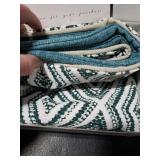 HPUK Decorative Throw Pillow Covers Set of 4 Geometric Design Linen Cushion Cover for Couch Sofa Living Room, 18x18 inches, Aqua Blue