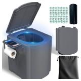 BALLA BALEIN Portable Camping Toilet Kit for Adults, Upgrade Travel Potty Seat with Lid Removable Paper Holder and Absorbent Gel, for Camping, Hiking, Truck, RV Toilet, Beach