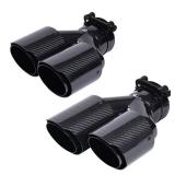 2-Pack Carbon Fiber Dual Exhaust Tips 2.5 Inlet to 3.5 Outlet, Universal Tailpipe 2.5 Inch Exhaust Muffler Tips (Gloss)