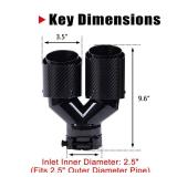 2-Pack Carbon Fiber Dual Exhaust Tips 2.5 Inlet to 3.5 Outlet, Universal Tailpipe 2.5 Inch Exhaust Muffler Tips (Gloss)