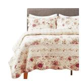 Greenland Home Antique Rose 100% Cotton Heirloom-Quality Quilt Set, 2-Piece Twin/XL, Ecru