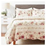 Greenland Home Antique Rose 100% Cotton Heirloom-Quality Quilt Set, 2-Piece Twin/XL, Ecru