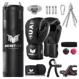 Mesetast Punching Bag for Adults, 4ft Heavy Boxing Bag Set with 12 OZ Gloves for MMA Karate Kickboxing Boxing - Unfilled