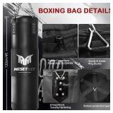 Mesetast Punching Bag for Adults, 4ft Heavy Boxing Bag Set with 12 OZ Gloves for MMA Karate Kickboxing Boxing - Unfilled