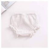 Noubeau Newborn Toddler Baby Girls Kids Cotton Linen Bloomer Shorts Diaper Cover (White, 3-9M)
