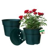 RooTrimmer 50 Pack 6 Inch Nursery Pots, Planting Grow Plastic Flower Pots, Thick Planters with Drainage Holes for Outdoor/Indoor Plants Succulent Herb (Green)