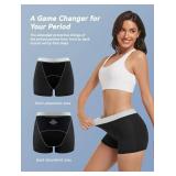 TIICHOO Period Underwear for Women Heavy Flow Leakproof Period Shorts for Day and Night Absorbency Pack of 3(X-Large, 3 Black)