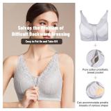 Polreta Front Closure Mastectomy Bra-Zip Post-Surgery Bra with Pocket for Breast Prosthesis -Everyday Surgical Bras for Women, 3XL