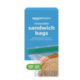 Amazon Basics Reclosable Sandwich Double Zipper Storage Bags, 100 Count, Pack of 1