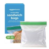 Amazon Basics Reclosable Sandwich Double Zipper Storage Bags, 100 Count, Pack of 1