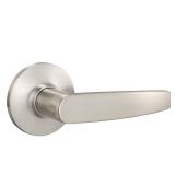 Amazon Basics Straight Door Lever, Passage, Satin Nickel, 1-Pack