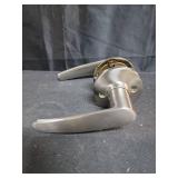 Amazon Basics Straight Door Lever, Passage, Satin Nickel, 1-Pack