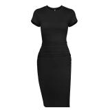 Ruched Bodycon Midi Tshirt Dress - Missufeintl Women