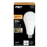 Feit Electric A23 LED Light Bulb, 300W Equivalent, Non-Dimmable, 4060 Lumens, E26 Standard Base, 3000k Bright White, High Output LED Bulb, Damp Rated, 22 Year Lifetime, OM300/830/LED