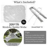 wymulot 1200 Sqft After Streched with Holes uncut Giant Spider Web Halloween Decorations Outdoor with 10 Ground Nails Stretchy Beef Cloth Netting Cut-Your-Own Flexible Elastic for Yard Party Decor