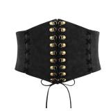 JASGOOD Women Wide Waist Belt Vintage Elastic Corset Belt Lace-up Tied Waspie Corset Belt for Dress Halloween Costume, Waist size 23\"-26\"