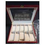 Uten Watch Box, 10 Slots Wooden Watch Case with Removable Watch Pillow, Metal Clasp Watch Display, Watch Box Organizer for Men and Women