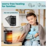 SereneLife Smart Space Heater 1500W Indoor Electric Heater with Thermostat, Remote Control, 12-Hour Timer, Wi-Fi Enabled PTC Ceramic Heating for Home and Office, Gray (5.9\" x 5.9\" x 9.5\")