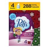 Puffs Ultra Soft Facial Tissues, 4 Mega Cube Box, 72 Facial Tissues Per Box (Packaging May Vary)