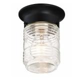 Design House Jelly Jar Ceiling Light, Indoor/Outdoor, Flush Mount, Dimmable, Uses (1) 60W Bulb, Matte Black, 4.8 in. Diameter x 5.9 in. H, 587220