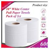 Perfect Stix 10\" White Center Pull Paper Towels- Pack of 2ct-600 Sheets Per Roll