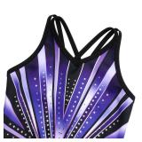 JOYSTREAM Gymnastics Leotards for Girls With Polyamide Shorts Sparkly Ballet Dance Activewear Violet Lines,12-13Years