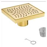 Elegante Drain Collection 6 in. Square Stainless Steel Shower Drain with Wave  Pattern and Zirconium Gold Plating Retail: $74