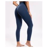 ENERBLOOM Workout Leggings for Women Yoga Pants 7/8 High Waisted Athletic Tights Silky Feeling Soft 25\" Gym Activewear Lounge Navy Blue Medium