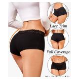 FINETOO Cotton Underwear for Women Boy Shorts Lace Boxer Briefs Soft Full Coverage Womens Panties 5 Pack XXL Black