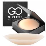 Go Nipless Nipple Covers For Women-Dermatologist Approved Sticky Bra Alternative, Reusable Silicone Pasties, Breast Petals A-DD For Strapless & Backless Wear Nude