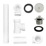 Westbrass Pull & Drain Sch. 40 PVC Bath Waste with One-Hole Top Elbow, Polished Nickel, D49721-05