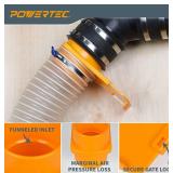 POWERTEC 70295-P2 4-Inch Integrated Blast Gate Clog Resistant, Anti Gap Tapered ABS Plastic Fitting for Dust Collection Systems, 2PK