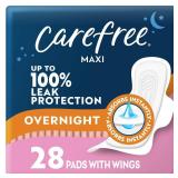 Carefree Maxi Pads for Women, Overnight Pads with Wings, 28ct | Carefree Pads, Feminine Care, Period Pads & Postpartum Pads | 28ct (Pack of 1)