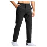 Pudolla Golf Pants for Men Stretch Dress Pants Mens Work Pants 32 Lightweight Quick Dry Casual Slacks Trousers with Pockets(Black 32Wx32L)