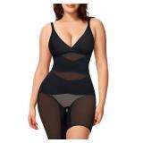 KUMAYES Shapewear Bodysuit for Women - Tummy Control Butt Lifter Fajas Body Shaper V-Neck Body Suits with Built in Bra, XL