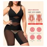 KUMAYES Shapewear Bodysuit for Women - Tummy Control Butt Lifter Fajas Body Shaper V-Neck Body Suits with Built in Bra, XL