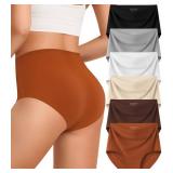 Kalapa Womens Underwear Seamless Full Coverage Breathable Briefs No Show Silky Stretch High Waisted Ladies Panties 6 Pack (US, Alpha, Medium, Regular, Regular, 6 Color Packs)