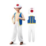 IIMMER Halloween Big Boys Blue Yellow Vest Set Taaod Cute White Pants Cartoon Hat Cosplay for Girls 12 Years